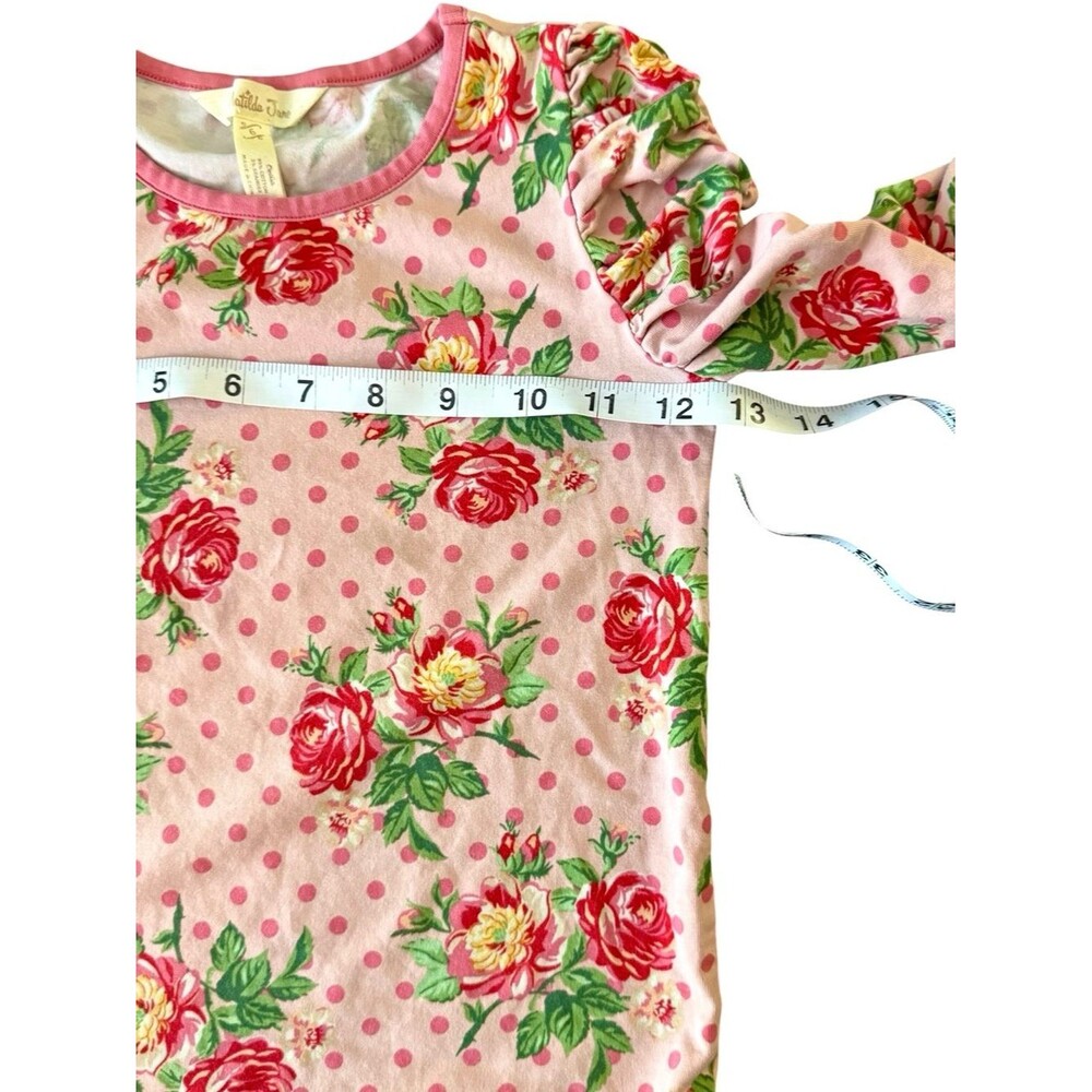 Matilda Jane Girls Pink Floral Polka Dot Puff Sleeve Knit Top Size 6 Cottagecore - Picture 5 of 6